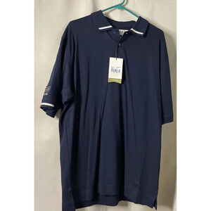 Cutter & Buck Sport Fit Men’s Size Large Polo Shirt Top Navy Blue Logo NEW FLAW